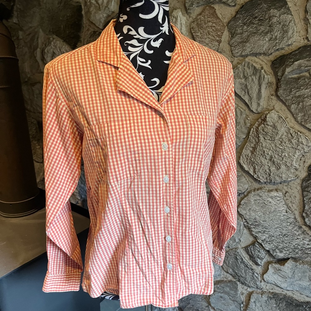 L.L.Bean Pink & White Button Down Shirt 8